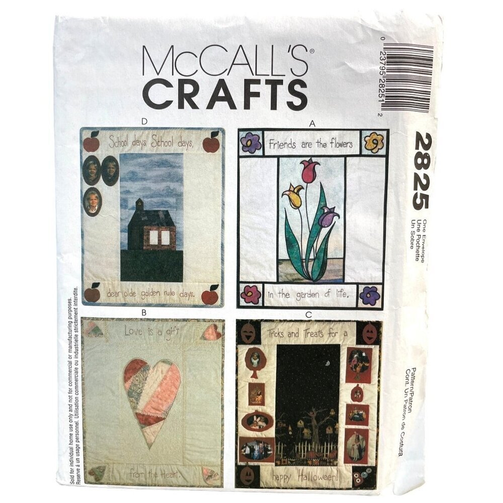 McCalls Sew Pattern 2825 Wall Quilts Friendship Love Halloween and School Theme